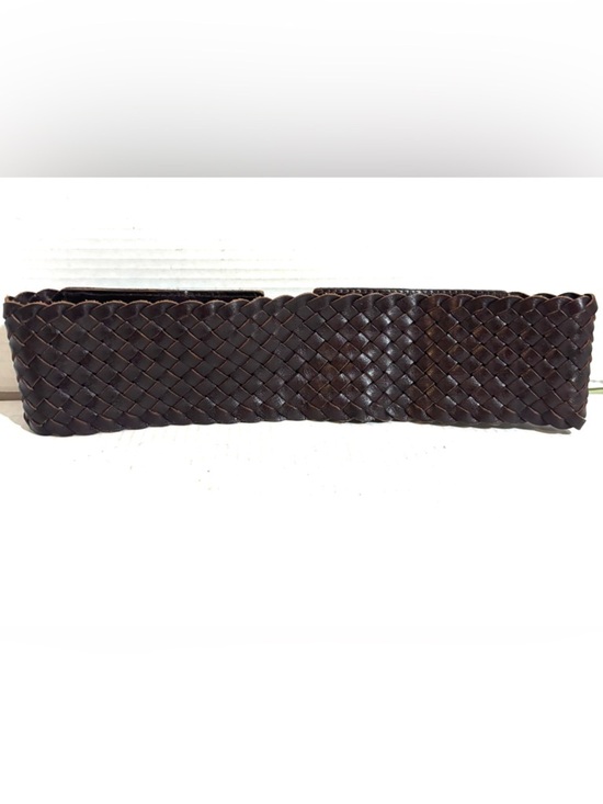 Linea Pelle Braided Double-Buckle Leather Waist Belt - Dark Brown size S